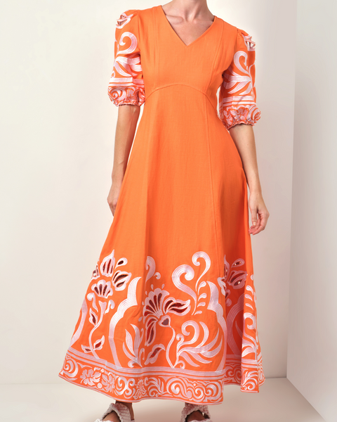 Walnut - Santorini Dress - Tangerine