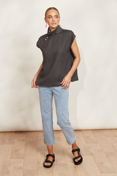 Eb & Ive - Halycon Button Top Linen - Oyster