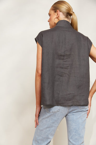 Eb & Ive - Halcyon Button Top Linen - Oyster