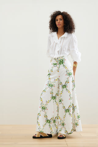 Binny - FRIDA KAHLO'S GARDEN - Linen Viscose Pant - White Floral