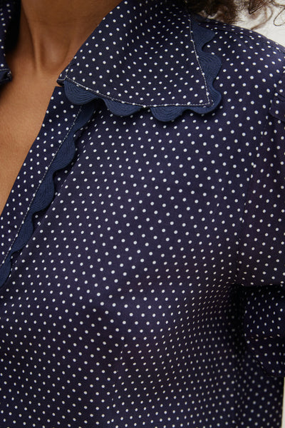 Binny - TACO TUESDAYS - Navy White Polka Dot - Viscose Shirt