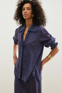 Binny - TACO TUESDAYS - Navy White Polka Dot - Viscose Shirt