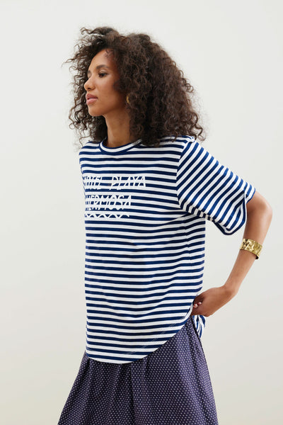 Binny - HOTEL PLAYA HERMOSA - Navy - Cotton Stripe T-Shirt