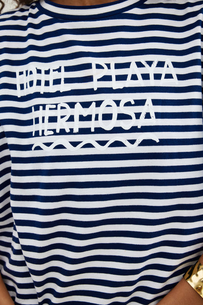 Binny - HOTEL PLAYA HERMOSA - Navy - Cotton Stripe T-Shirt