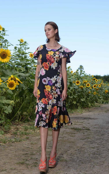 Curate - Modern Romantic Dress - Black Floral