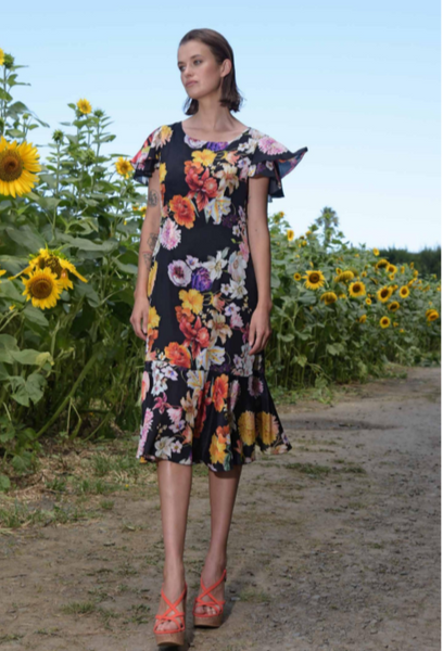 Curate - Modern Romantic Dress - Black Floral