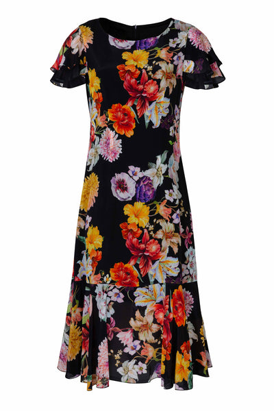 Curate - Modern Romantic Dress - Black Floral