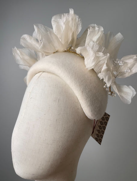 Melanie Ferrero - Cream Silk Flowers on Bandeau