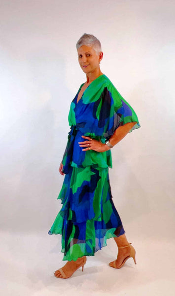 La Strada - Gucci Cobalt Silk Layer Ruffle Dress LSD21-901-191
