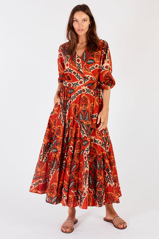 Lula Soul - Poetta Wrap Midi Dress - Henna