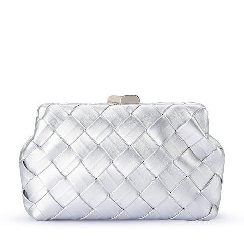 Olga Berg - Silver QUINN Woven Clutch - OB2122