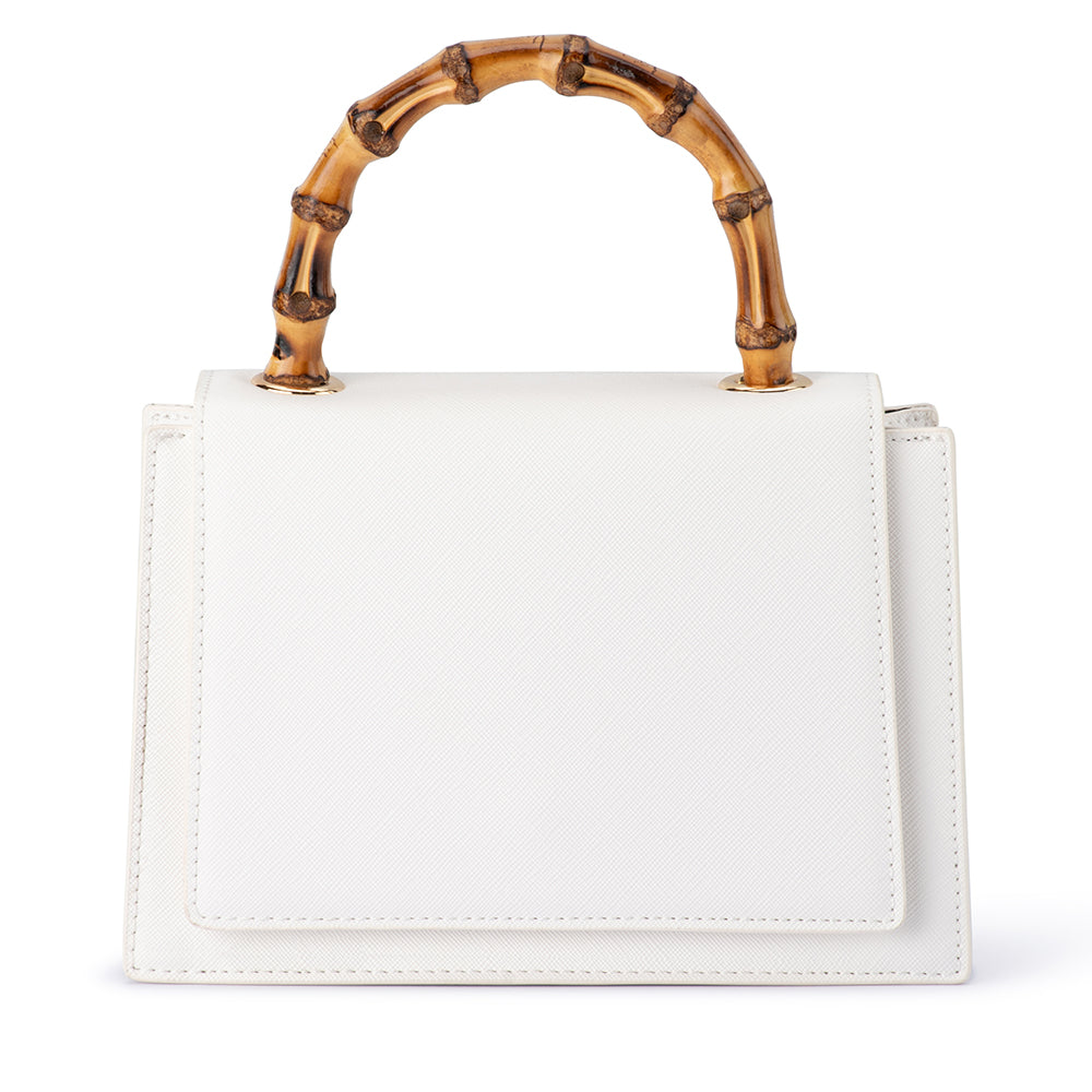 Olga Berg - WHITE HARLEY Bamboo Handle Bag - OB6493