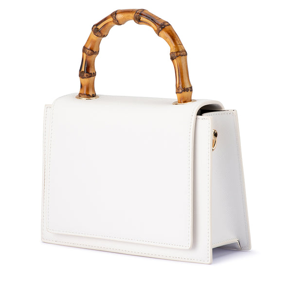 Olga Berg - WHITE HARLEY Bamboo Handle Bag - OB6493