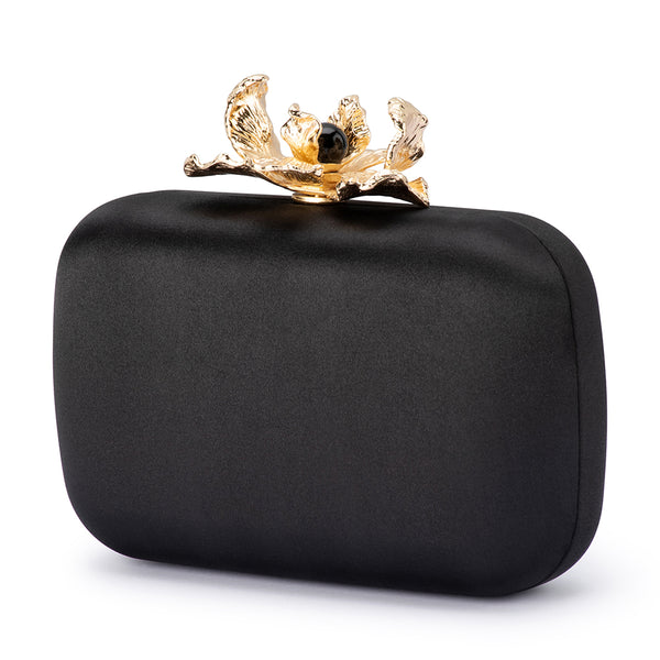 
Olga Berg - BLACK ADELE Orchid Lock Clutch - OB6505