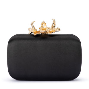 Olga Berg - BLACK ADELE Orchid Lock Clutch - OB6505