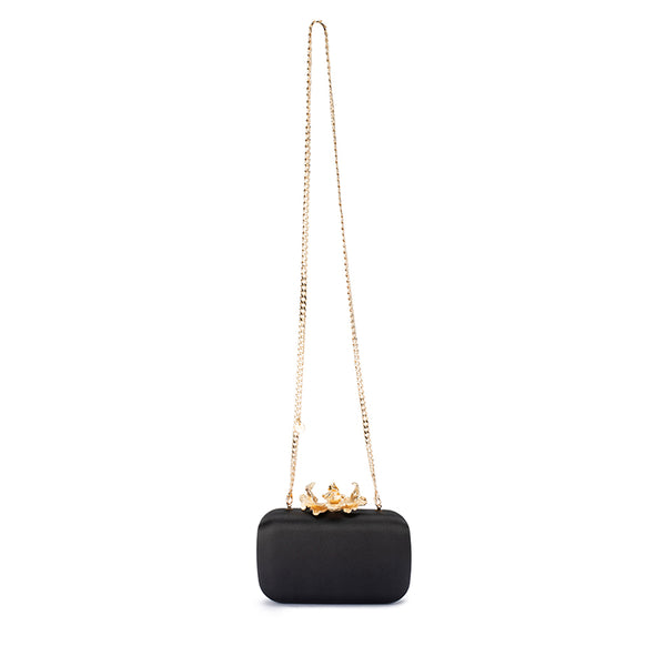 Olga Berg - BLACK ADELE Orchid Lock Clutch - OB6505