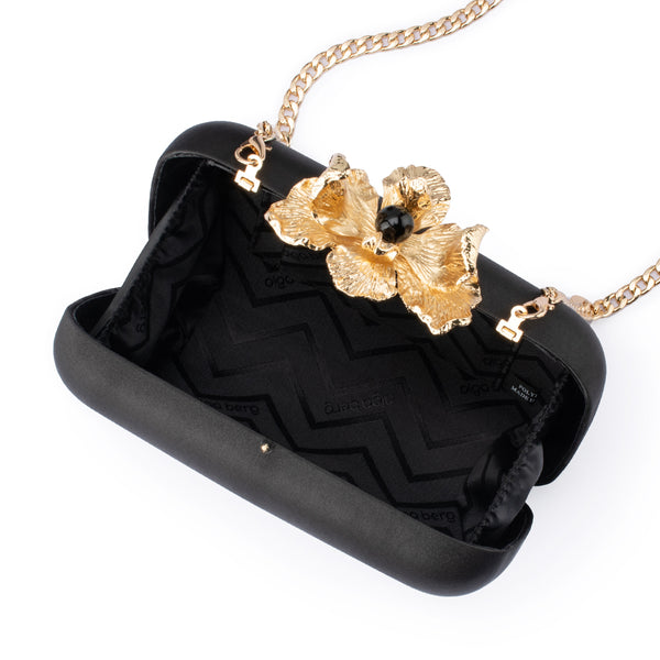 Olga Berg - BLACK ADELE Orchid Lock Clutch - OB6505