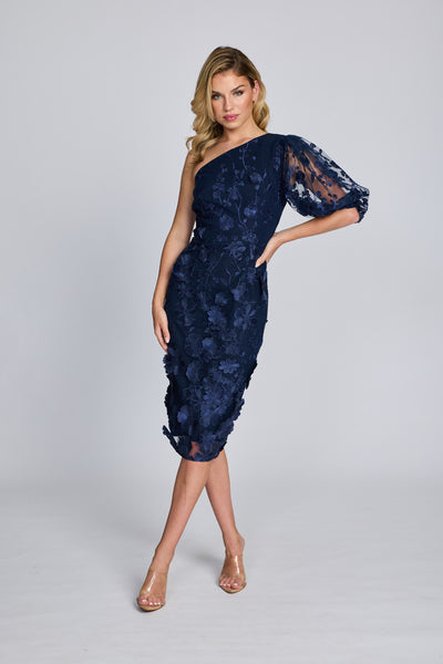 Romance - Blake One Sleeve Dress - Navy Flower